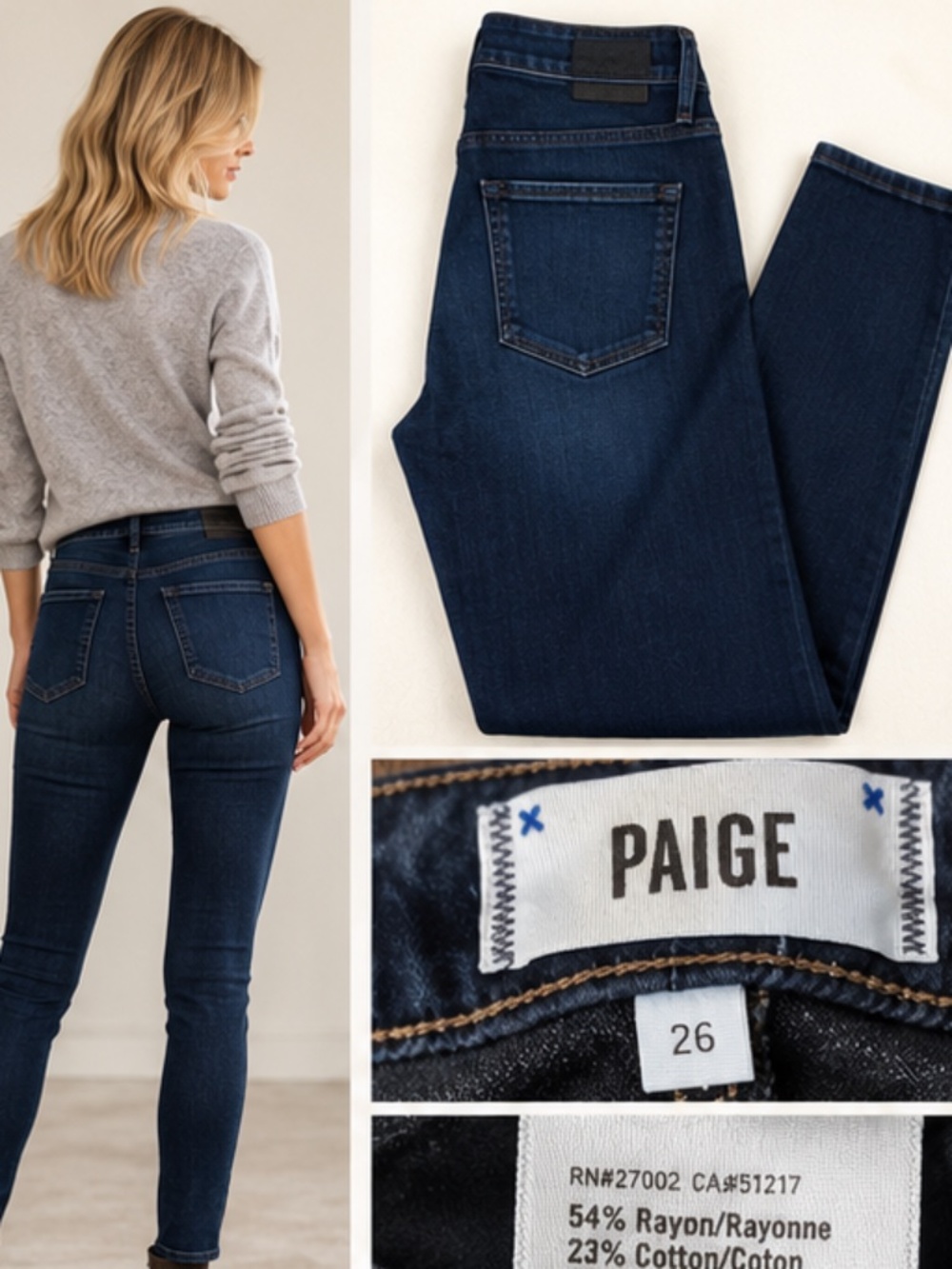 Paige | Skyline Skinny Jeans Dark Indigo Wash | Size 26